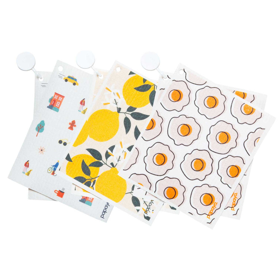 Papaya Reusable Paper Towel Set- Mod Papaya